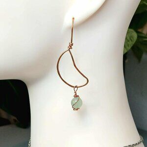 Fluorite Crescent Moon Gemstone Dangle Earrings, 2.5"